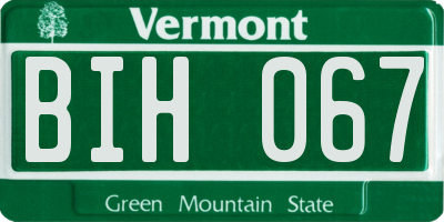 VT license plate BIH067