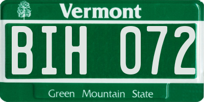VT license plate BIH072