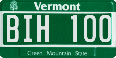 VT license plate BIH100