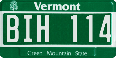 VT license plate BIH114
