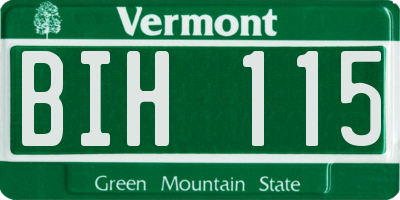 VT license plate BIH115