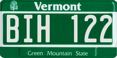 VT license plate BIH122
