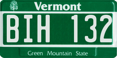 VT license plate BIH132