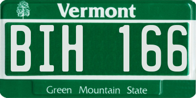 VT license plate BIH166