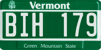 VT license plate BIH179
