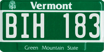 VT license plate BIH183