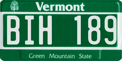 VT license plate BIH189