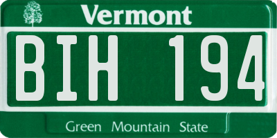 VT license plate BIH194
