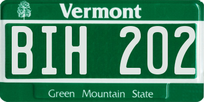 VT license plate BIH202