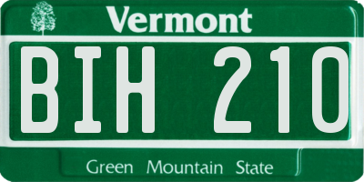 VT license plate BIH210