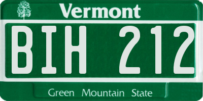 VT license plate BIH212
