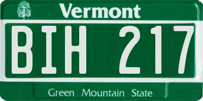 VT license plate BIH217