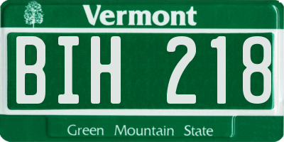VT license plate BIH218