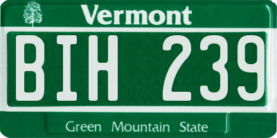 VT license plate BIH239