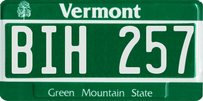 VT license plate BIH257