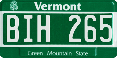 VT license plate BIH265