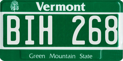 VT license plate BIH268