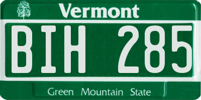 VT license plate BIH285