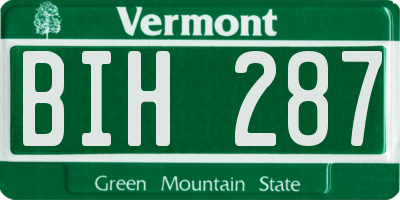 VT license plate BIH287