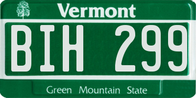 VT license plate BIH299