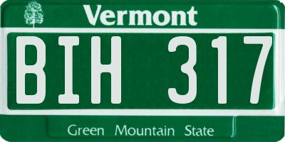 VT license plate BIH317