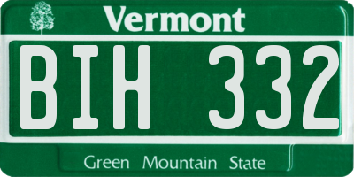 VT license plate BIH332