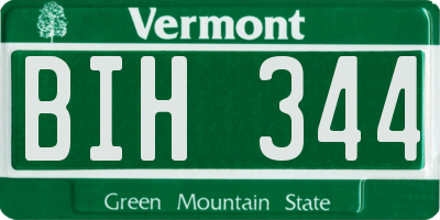 VT license plate BIH344
