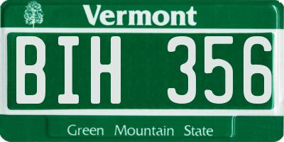 VT license plate BIH356