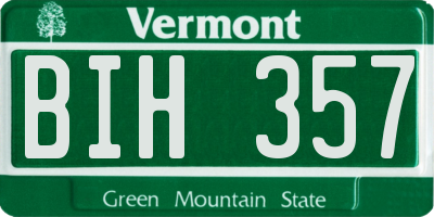 VT license plate BIH357
