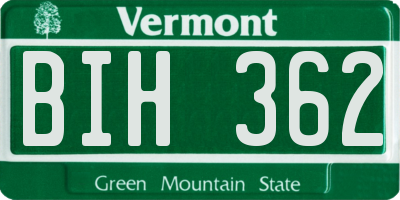 VT license plate BIH362