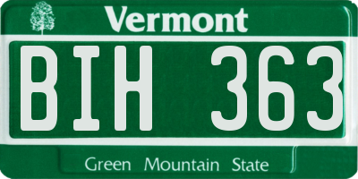 VT license plate BIH363