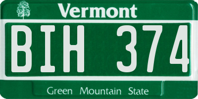 VT license plate BIH374