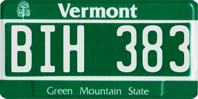 VT license plate BIH383