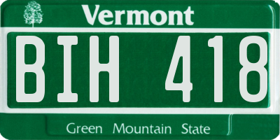 VT license plate BIH418