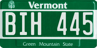 VT license plate BIH445