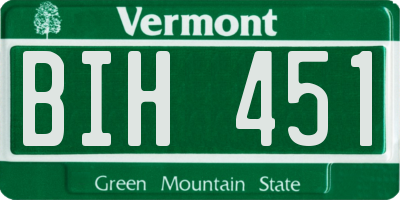 VT license plate BIH451