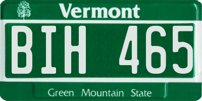 VT license plate BIH465