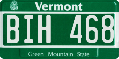 VT license plate BIH468