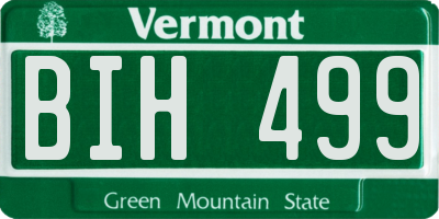 VT license plate BIH499
