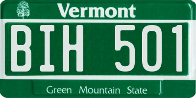 VT license plate BIH501