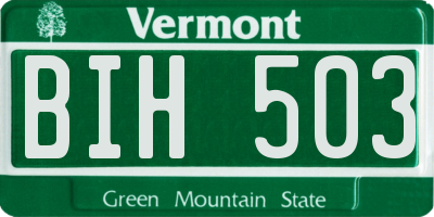 VT license plate BIH503