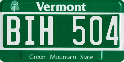 VT license plate BIH504