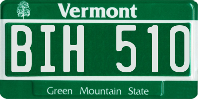 VT license plate BIH510