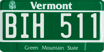 VT license plate BIH511