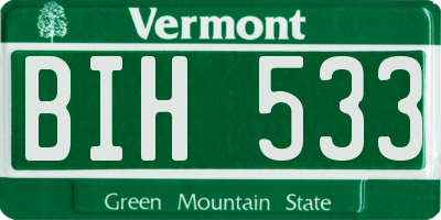 VT license plate BIH533