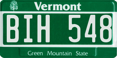 VT license plate BIH548