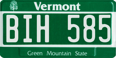 VT license plate BIH585