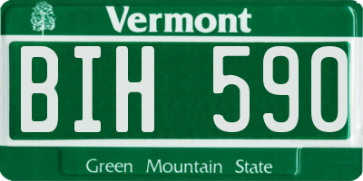 VT license plate BIH590