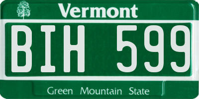 VT license plate BIH599