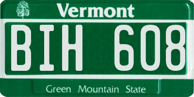 VT license plate BIH608